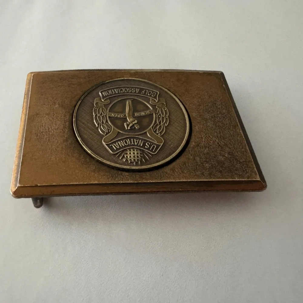 Vintage US National Senior Open Golf Association Belt‎ Buckle Copper Tone